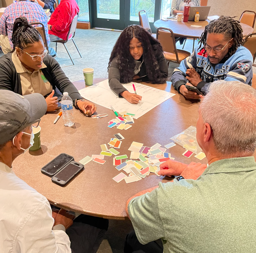 CIG participants work in a small group to write a definition of interpretation.